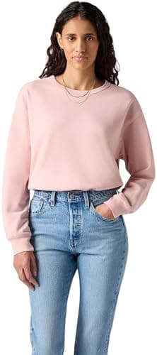 Image of Levi's Women's Sweatshirt Heritage Crew Neck in Cotton, Standard Fit, Pink (H125 Garment Dye Pot), L