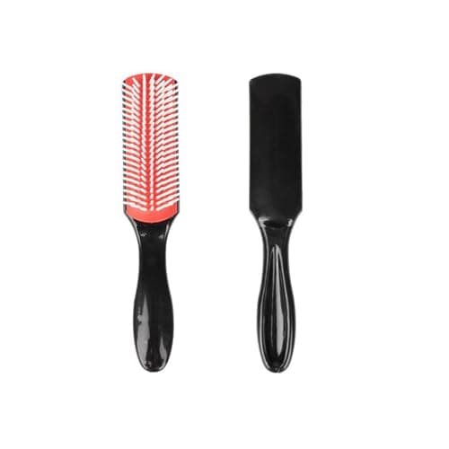 Image of Curly Hair Brush D3 (Black & Red) 7 Row Styling Brush for Detangling, Separating, Shaping and Defining Curls - For Women and Men