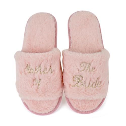 Image of A2Z Women Fluffy Slipper Faux Fur Open Toe Furry Fur House - SLPR LDS AZ31922 Bride Pink 5/6 UK