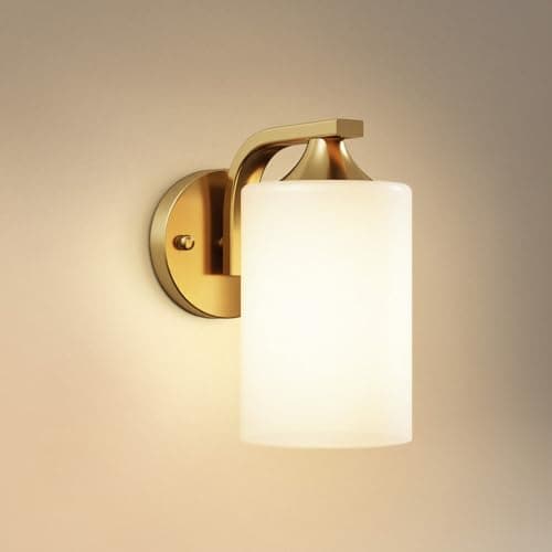 Image of Warmiehomy Gold Wall Lights Indoor, Modern Glass Cylinder Wall Sconce, E27 Metal Wall Lamps Sconces Lamps, Hardwired Wall Mounted Light for Bedside, Bedroom, Living Room, Hallway (Bulb Not Included)