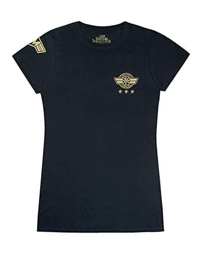Image of Marvel Captain T-Shirt Shield Logo Womens Ladies Superhero Top in Black