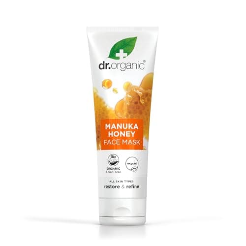 Image of Dr Organic Manuka Honey Face Mask, Nourising, Dry Skin, Mens, Womens, Natural, Vegetarian, Cruelty-Free, Paraben & SLS-Free, Recycled & Recyclable, Organic, 125ml, Packaging May Vary