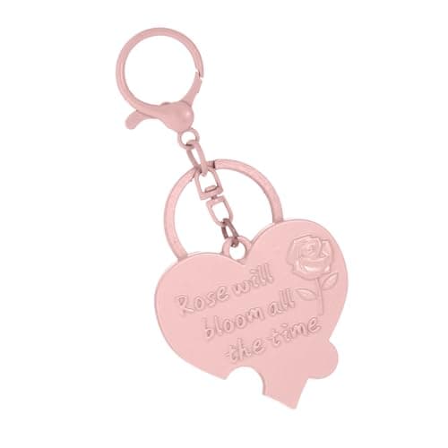 Image of YPBEW Letter Keychain Jewelry Piece Sturdy Alloy Construction Heart Shaped Rings for Keys and Styles Statements Rose Alloy Keychain Jewelry