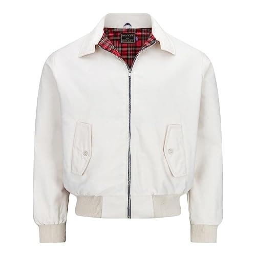 Image of WALKER AND HAWKES - Men's Black Classic Harrington Sports Smart Casual Spring Jacket - Stone - Large