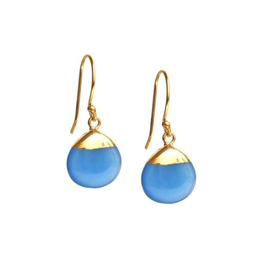 Image of Gempires Blue Onyx Teardrop Dangling Earrings for Women Simple Dainty Crystal Jewelry with Hypoallergenic Gold Plated Hooks Jewelry