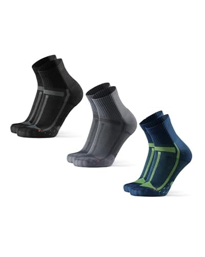 Image of DANISH ENDURANCE Cushioned Running Socks for Long Distances, Anti-Blister, for Men & Women, Unisex, 3 or 5 Pack, Multicolour (1 x Black/Grey, 1 x Grey/Black, 1 x Blue/Yellow), 13-15