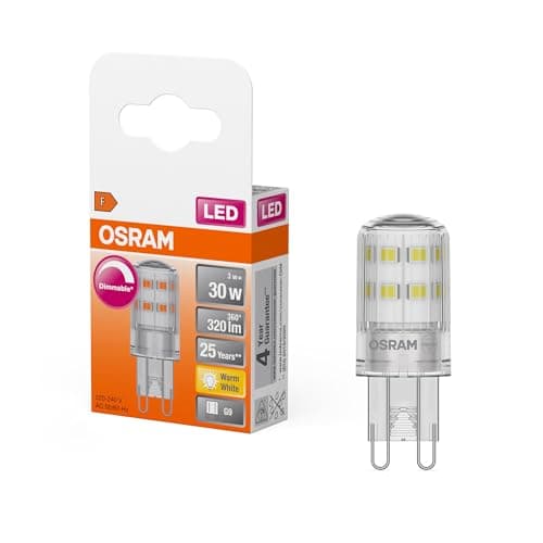 Image of OSRAM Dimmable LED PIN lamp with G9 Base, Warm White (2700K), 350 Lumen, Clear Glass, Single Pack