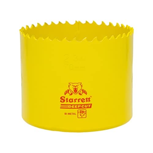 Image of Starrett Deep Cut Hole Saw - DCH0234 Heavy Duty Bi-Metal with Extra Cobalt HSS Teeth - For Metals Wood Cast Iron Fibreglass Plastic Materials - 70mm