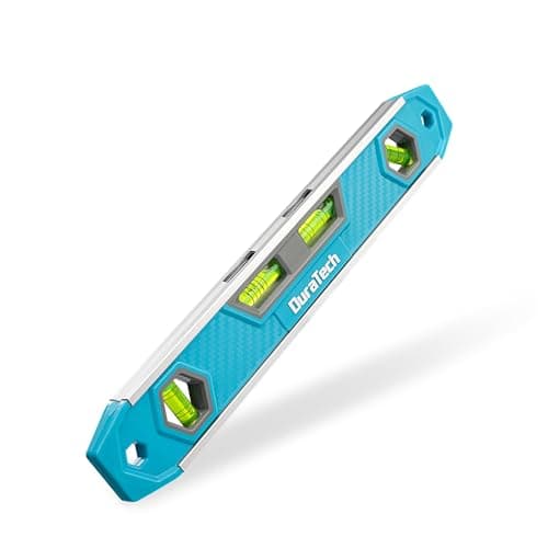 Image of DURATECH 300 mm Magnetic Spirit Level, Torpedo Level with 5-Line Bubble Vials, Top View Window, V-Groove Base, 3 Bubbles 45°/90°/180° Measuring Tool for DIY, Construction, and Carpenter