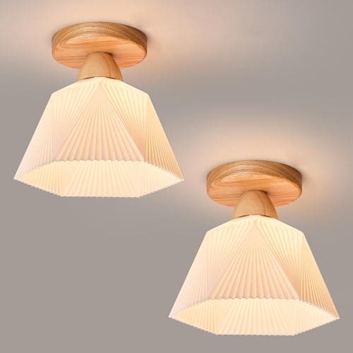 Image of Dellemade Pack of 2 Chandelier, Flush Mount Ceiling Light, White Shade Light Fixture, 1 Light Lighting Fixture for Bedroom,Dining Room,Kitchen, Hallway