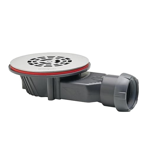 Image of Wirquin SLIM+ Shower Drain Extra-Flat Ø90 mm SMART Membrane Brushed Stainless Steel Flat Grid