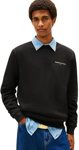 Image of Tommy Jeans Men's TJM REG LINEAR CREW EXT DM0DM20249 Pullover Sweatshirt, BLACK (Black), M