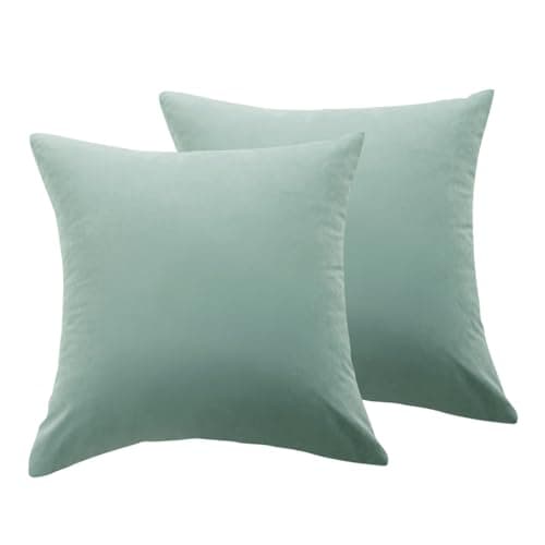 Image of Cushion Covers Duck Egg Blue, Pillow Cases 2 Pack Outdoor Cushion Cover 18x18 Inches for Garden Furniture Light Blue Pillowcases Cushions for Patio Couch Sofa Balcony, 45x45cm
