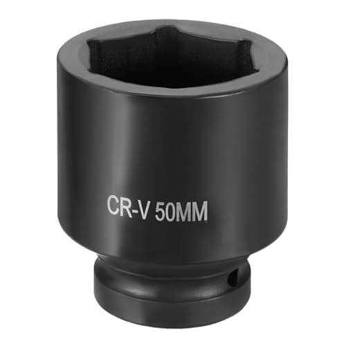 Image of sourcing map 6 Point Impact Socket 1" Drive 50mm Metric Socket CR-V Steel Spindle Axle Hex Sockets for Machine Shaft Nuts Bolts Repair, Black