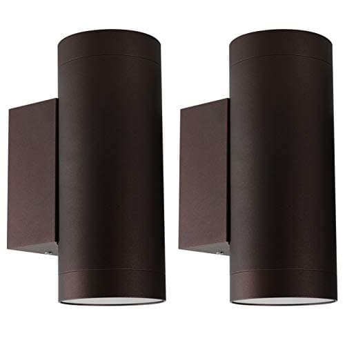Image of Klighten 2 pcs Outdoor Wall Light IP65 Up Down Outdoor Indoor Wall Lighting Modern Aluminum Wall Lamp for Garden Entrance Corridor Courtyard, Socket GU10, Bulb not Included, Bronze