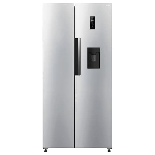 Image of HYE American Fridge Freezer - Side By Side American Style Fridge Freezer With Water Dispenser, No Frost, 444L Freestanding Design, Low Noise (39dB), Sleek Inox Finish - RF01AMWD460DS03