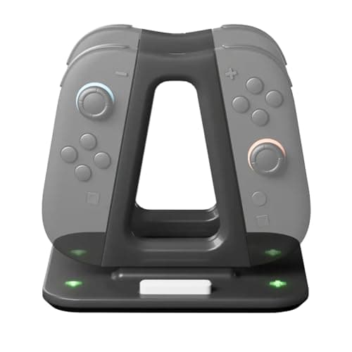Image of GENKI Dual Wield Nintendo Switch 2 Charging Station | Charge Whilst Playing with 2 Detachable Delta Grips | Charges 4 Joy-Con 2 Controllers | Magnetic Dock | USB-C, LED Indicators | Switch Accessory