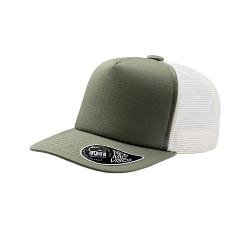 Image of Atlantis Record Mid Visor 5 Panel Trucker Cap (Pack of 2) (One Size) (Olive)