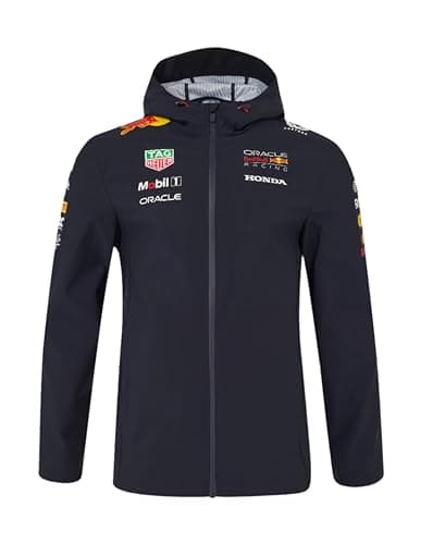 Image of Red Bull Racing F1 Team Water Resistant Rain Jacket, Night Sky Blue, Official 2025 Season (UK, Alpha, M, Regular, Regular, Navy)