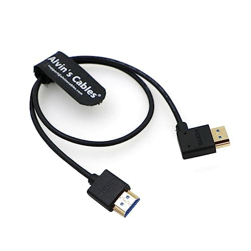 Image of Alvin's Cables 8K 2.1 HDMI Cable High Speed for Atomos Ninja V Monitor Straight to Left Angle HDMI Cord for Z CAM E2, Sony FS5| FS7| A7S3 Cameras 19.7inches|50CM
