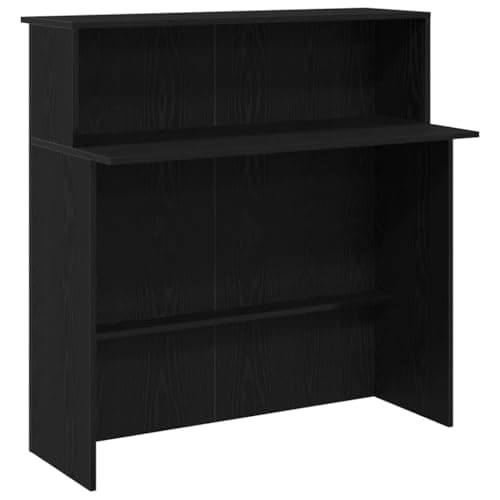 Image of vidaXL Reception Desk - Engineered Wood Counter, Black Reception Center 100x50x103.5 cm for Office/Hotel/Clinic/Salon