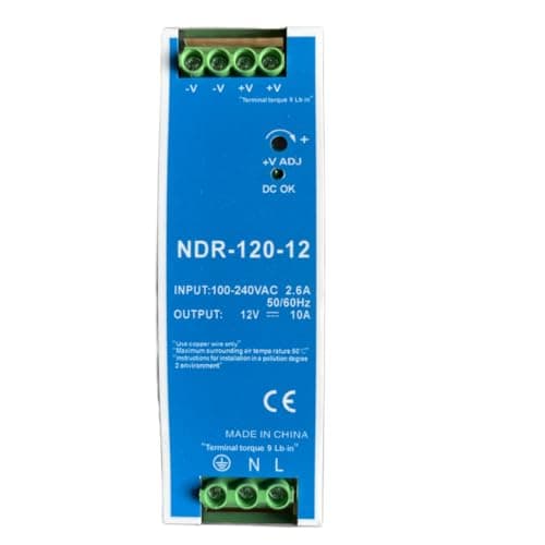 Image of 12VDC DIN Rail Power Supply NDR 120W 12Vdc;Dual Output (Input:100-240VAC,Output:12VDC,50/60HZ) Power Supply Switch Switching Converter DC (12V 10A)