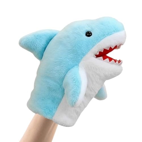 Image of Shark Puppet - 20cm Hand Puppets for Shark Toy, Plush Toys with Moving Mouth, Soft Animal Head Toys for Family, Home, Party, Eco