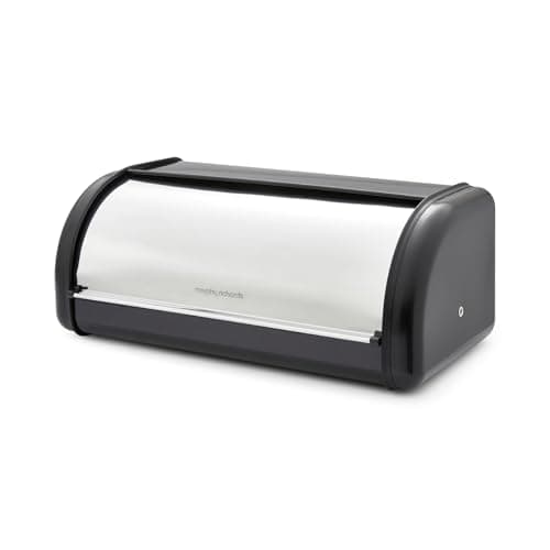 Image of Morphy Richards Equip Roll Front Bread Bin, 12L, Carbon & Stainless Steel Design, Durable and Fresher Bread, Easy Access Lid, Noise Dampening Technology, Non Slip Water Resistant Base, Black, 832000