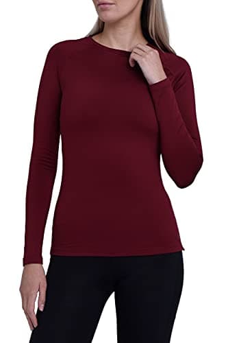 Image of TCA Super Thermal Top Women - Ladies Thermal Vest - Thermals Womens - Ski Base Layer Women - Workout Tops for Cold Weather - Cabernet, S