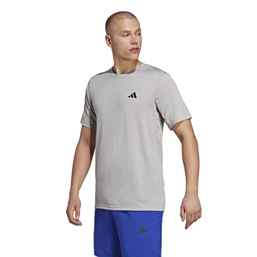 Image of adidas Men's Train Essentials Comfort Training Tee, Medium Grey Heather/White/Black, S