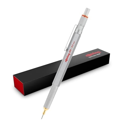 Image of rOtring 800 Premium Mechanical Pencil | 0.5mm | Silver Metal Barrel | Non-Slip Knurled Grip | Unique Twist & Click Action | Gift Boxed