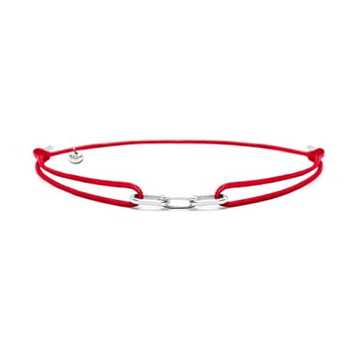 Image of Nato Cuff - 925 Sterling Silver Links Bracelet - Handmade in France - Adjustable - Men's or Women's Jewelry (Red)
