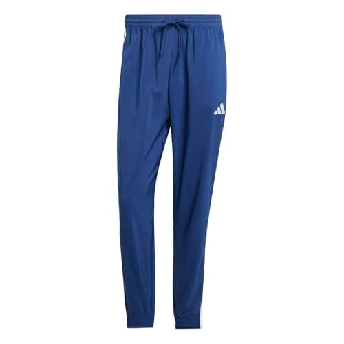 Image of adidas Men's Essential Three Stripes Woven Pants, Dark Blue/White, M