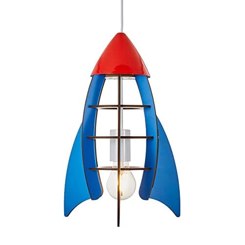 Image of LITECRAFT Glow Rocket Ceiling Pendant Children's Bedroom E27 1 Light - Blue