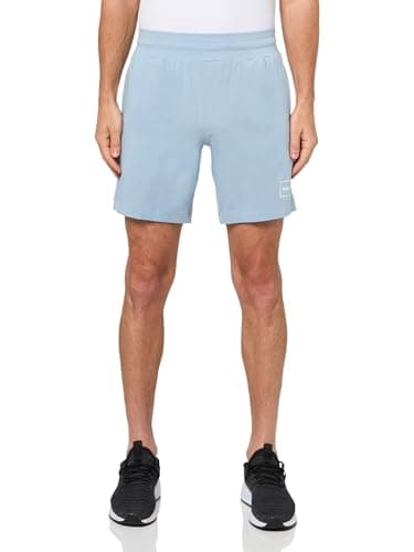 Image of HUGO Men's Logo Outline Cotton Blend Shorts Casual, Light Dusty Blue, Large