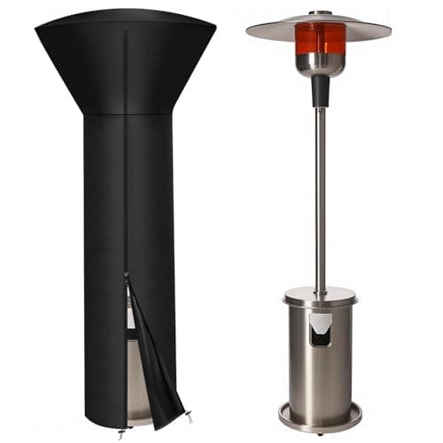 Image of RICHIE Patio Heater Cover, Heavy Duty 420D Oxford Fabric Waterproof Standing Heater Lamp Outdoor Protector Cover Anti Rain UV Dust (226x85x48cm), Black