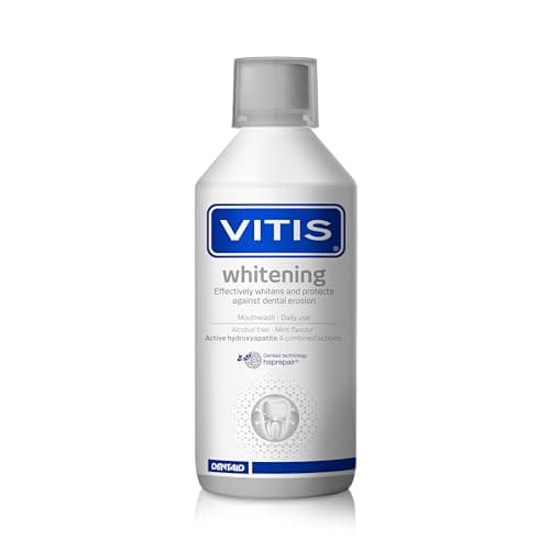 Image of VITIS Whitening Mouthwash 500ml with Active Hydroxyapatite – Alcohol Free, Enamel Repair & Protection, Anti-Stain Whitening, Sensitive Teeth Care, Fluoride Mouthwash, Daily Use