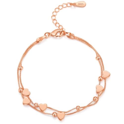 Image of XOEMEL Rose Gold Bracelet for Women Charm Bracelets for Womens Heart Bracelets Ladies Bracelets Gold Plated Bracelet Women's Jewellery
