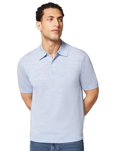 Image of GANT Extrafine Merino Wool SS Polo Shirt, Lt Blue Melange, M