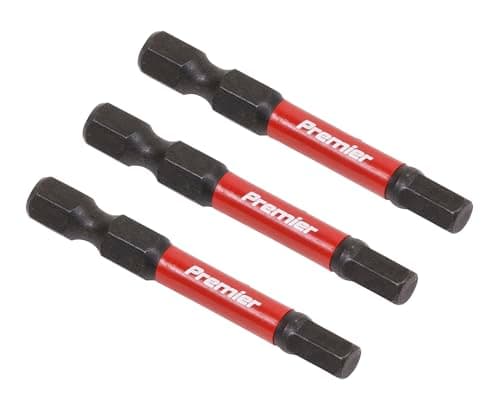 Image of Sealey 3pc 50mm Hex 5mm Impact Power Tool Bit Set - AK8238, Red