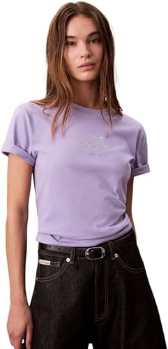 Image of Calvin Klein Women’s Short Sleeve Round Neck Classic T-Shirt, Purple (Soft Lavender), M