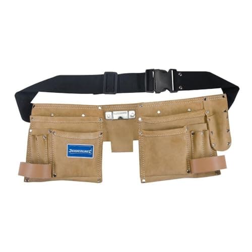 Image of Silverline 395015 Double Pouch Tool Belt ,Black, Clay Color,11 Pocket 300 x 200 mm