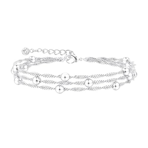 Image of FIOROYAL Sterling Silver Bracelet for Women- Silver Chain Link Ladies Bracelets Adjustable-3 Layered Beaded Bracelet Stack Tarnish Free Jewellery Gifts for Women Girls S2