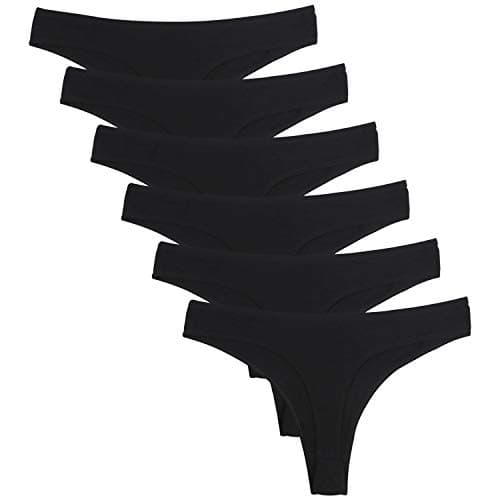 Image of DRESHOW 6 Pack Women's Thongs Cotton Breathable Panties Bikini Underwear