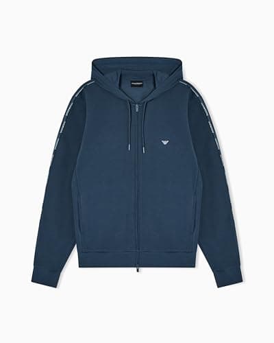 Image of Emporio Armani Men's TERRY HOODED ZIP SWEATSHIRT Blue L