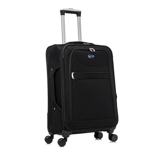 Image of Aerostar Medium 26” Lightweight Softshell Expandable Suitcase, Integrated Combination Lock, 4 Wheels Check in Luggage for 15 to 20kg (Black, 78 litres)