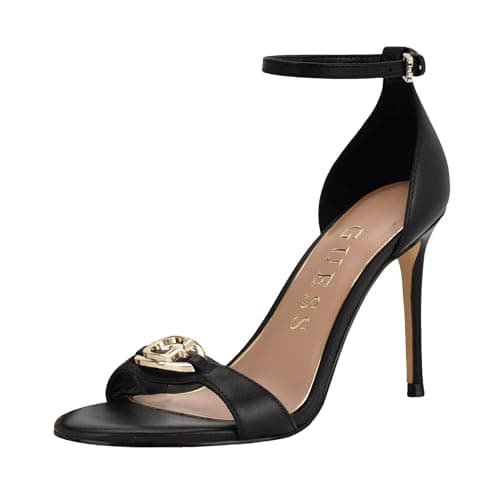 Image of GUESS Women's Kabrina Heeled Sandal, Black Leather 001, 3 UK
