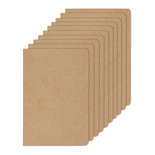 Image of Thboxes 10Pcs A5 Lined Notebooks, 60 Pages(30 Sheets) Each Kraft Cover Lined Notepad Multipack Journal Notebook for Students Travelers Office Making Plans, Writing Memos