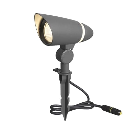 Image of DAWALIGHT Garden Lights Mains Powered Spike 10W 3000K Warm White 800LM LED Landscape Lights IP65 Waterproof Uplighters Outdoor with IP68 Connection Box for Pathway Patio Yard, Aluminum, Dark Grey