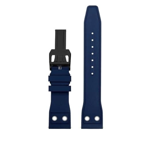 Image of JVEIWAD 20 21 22mm Fluororubber Watch Strap Compatible With IWC Pilot Mark-xx Perpetual Calendar Portugieser Yacht Club Portofino Moon Phase Series(Blue-Black,20mm)